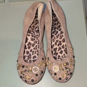 Elegant Embellished Beige Flats Size 5M